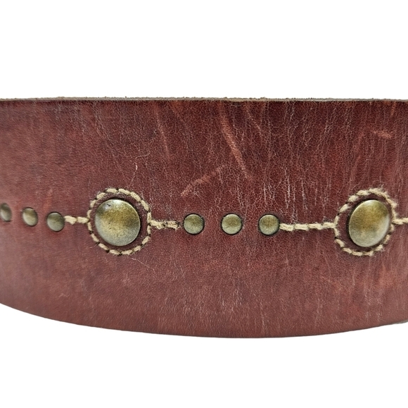 Vintage‎ Fossil Wide Leather Studded Belt Unisex - Picture 8 of 10